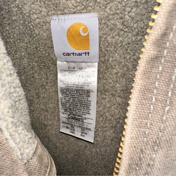 Carhartt Men's Brown J141 MRH Hooded Full Zip Outdoor Jacket Size 4XL - Picture 4 of 7